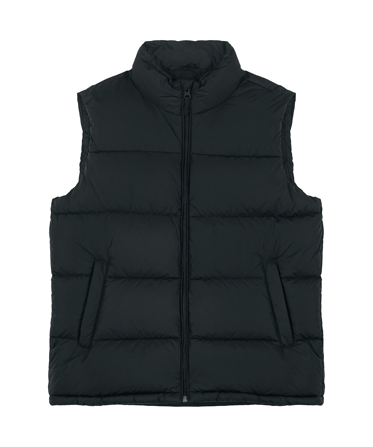 Stanley/Stella Padded puffer gilet in Black, front view