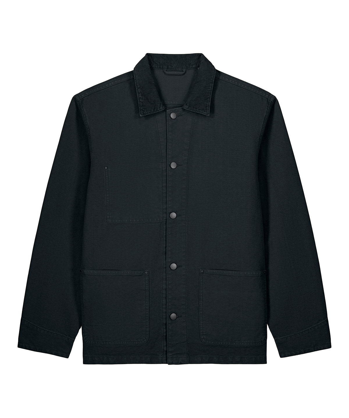 Stanley/Stella Chore jacket in Garment Dyed Black, front view