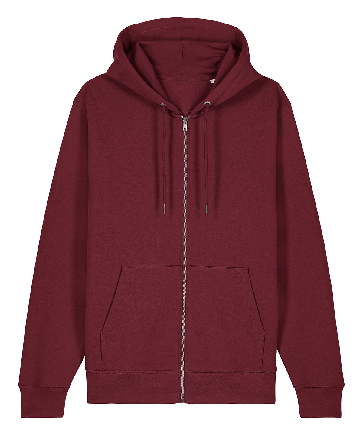 Stanley/Stella Unisex Cultivator 2.0 iconic zip-thru hoodie sweatshirt in Burgundy, front view