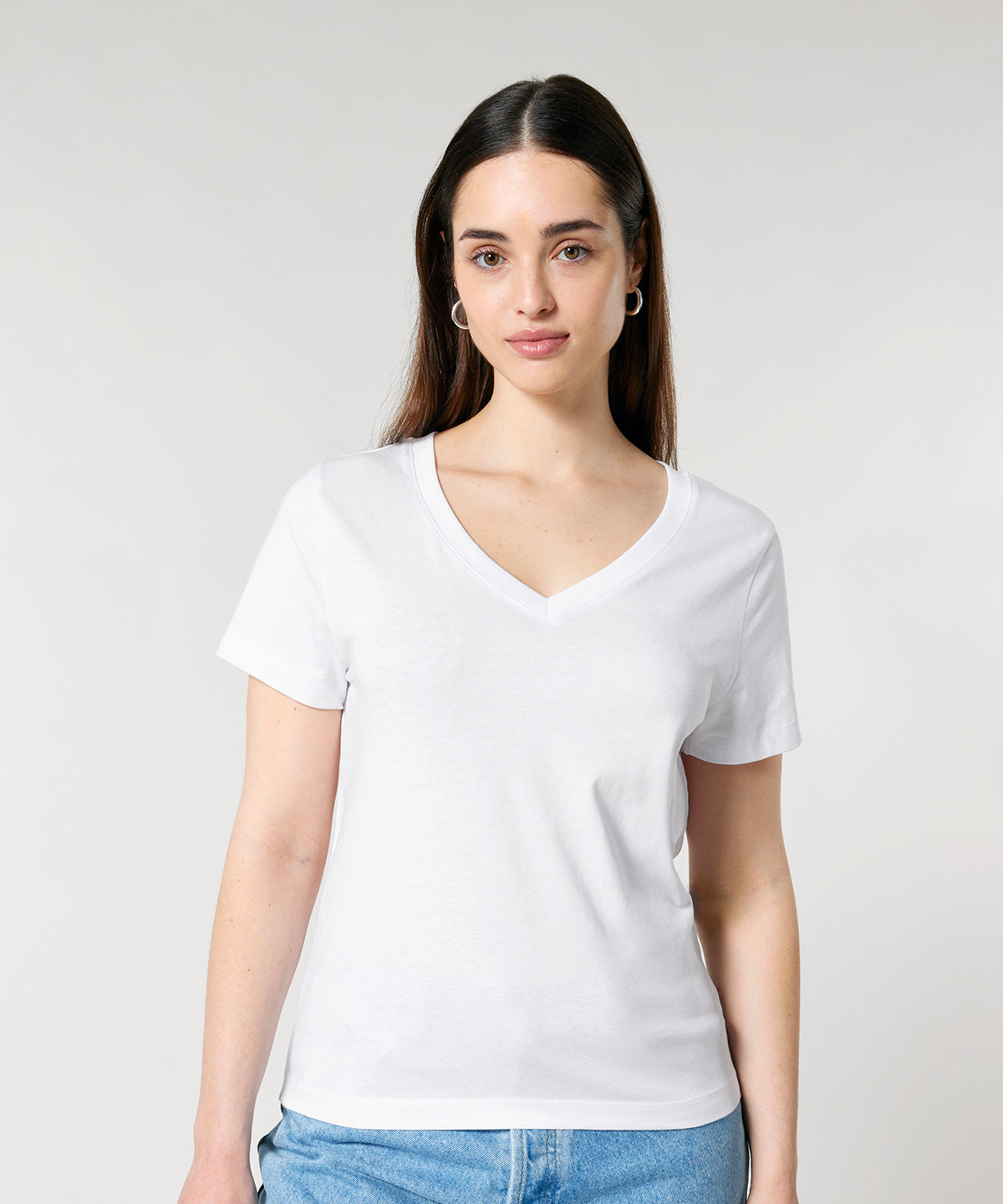 Stanley/Stella Women’s Stella Isla v-neck t-shirt, lifestyle photo