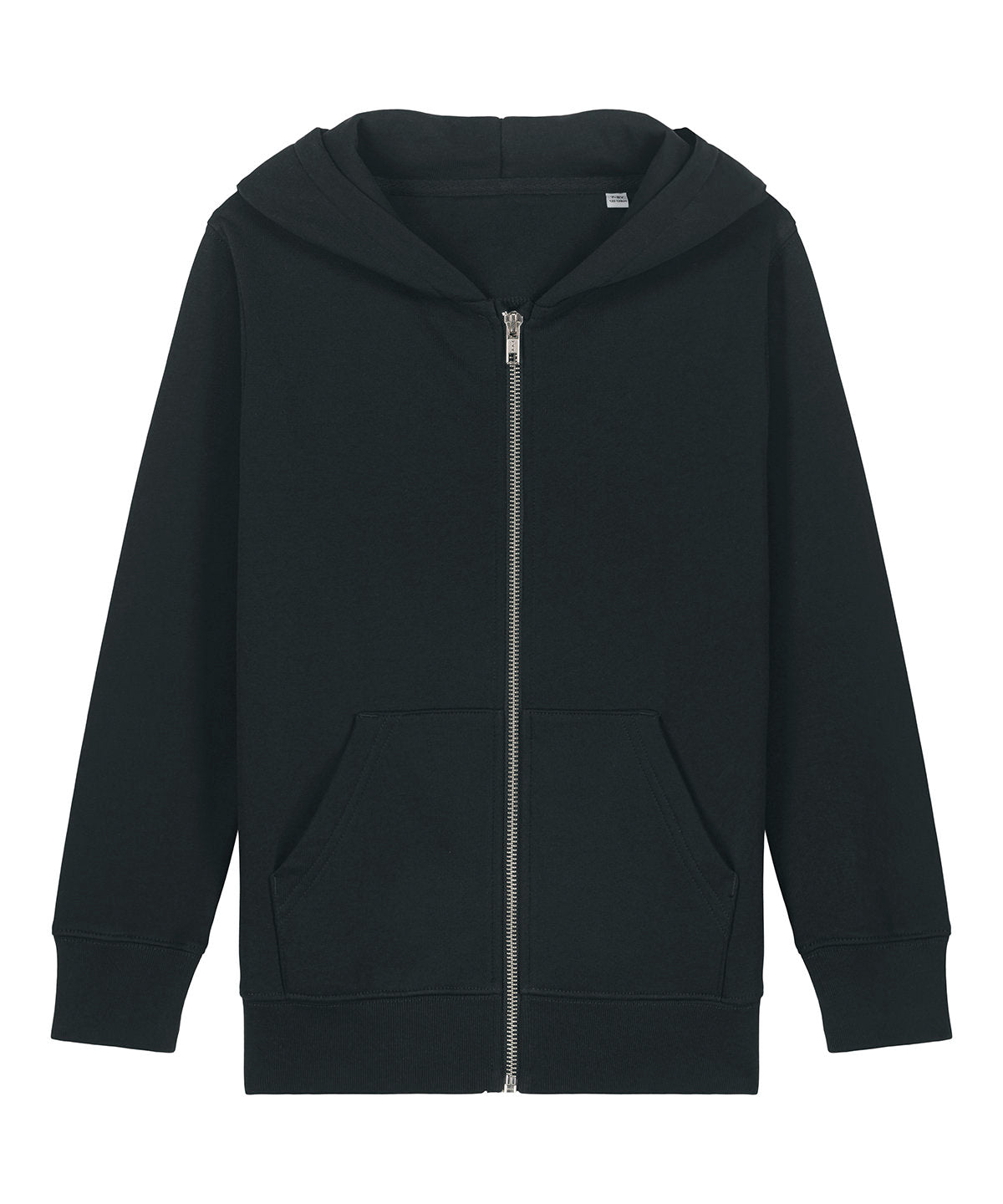 Stanley/Stella Kids Mini Cultivator 2.0 iconic zip-thru hoodie sweatshirt in Black, front view