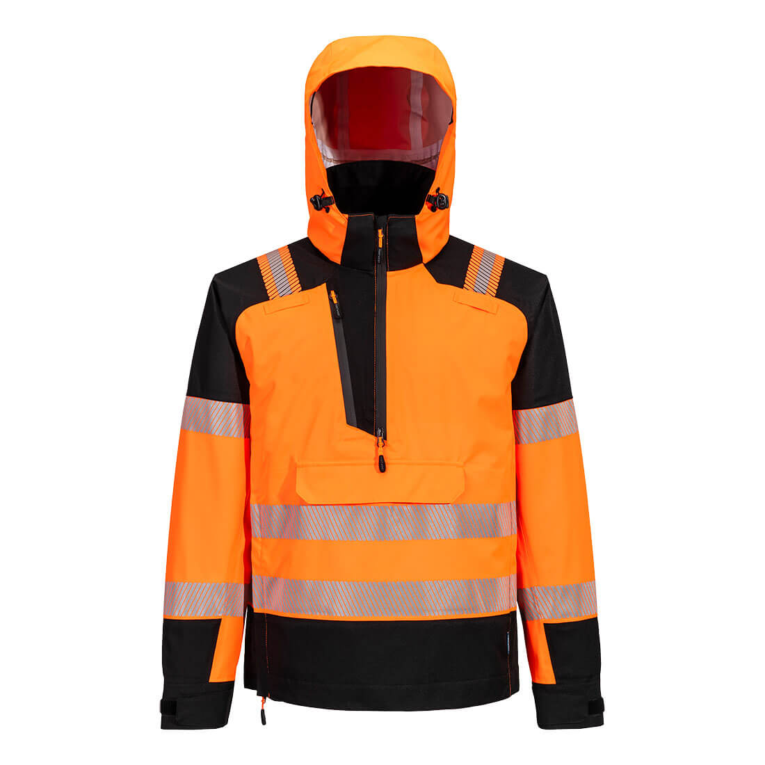 Portwest PW3 Hi-Vis Overhead Rain Jacket in Orange/Black, main product image
