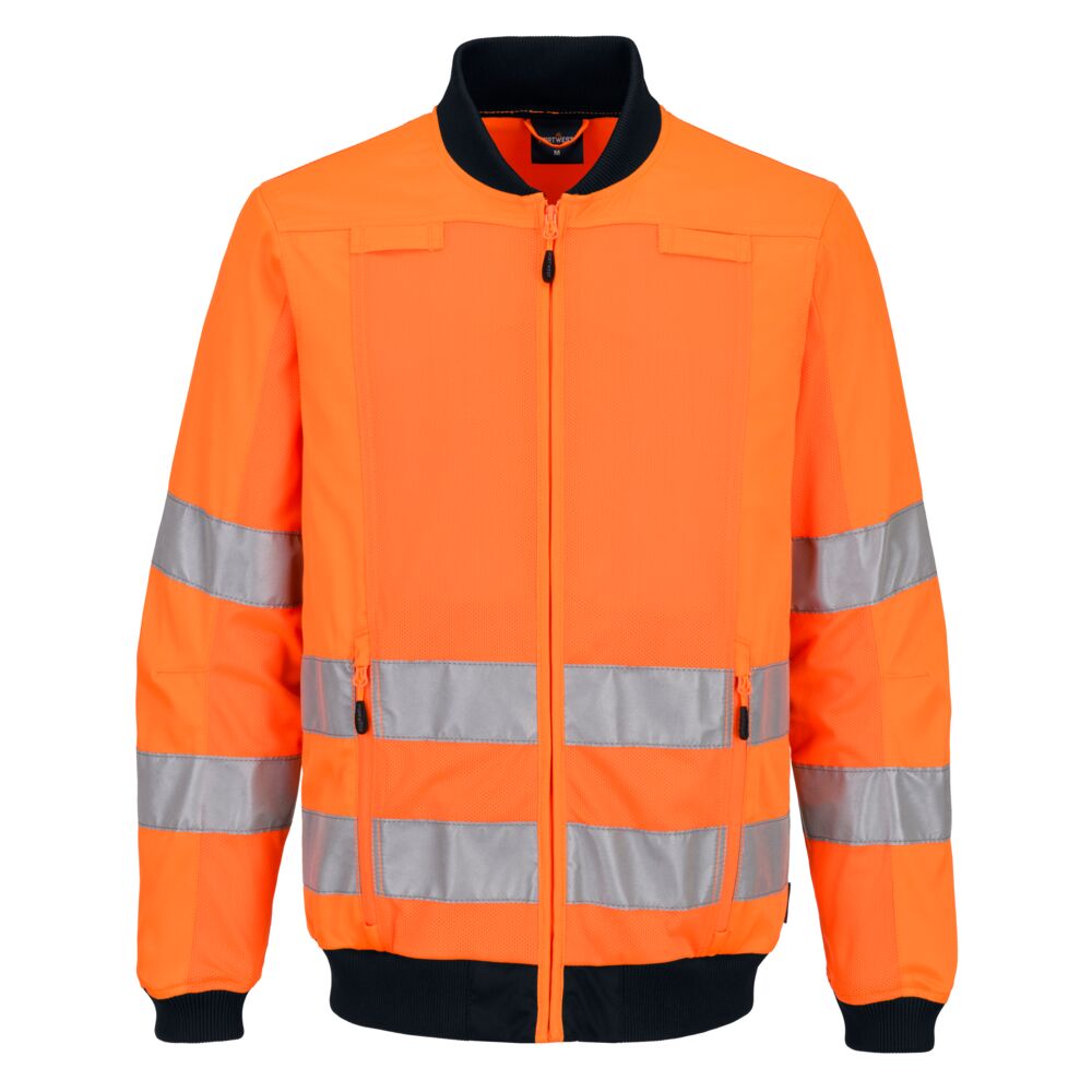 Portwest Hi-Vis Mesh Panel Work Jacket in Orange/Navy, main product image