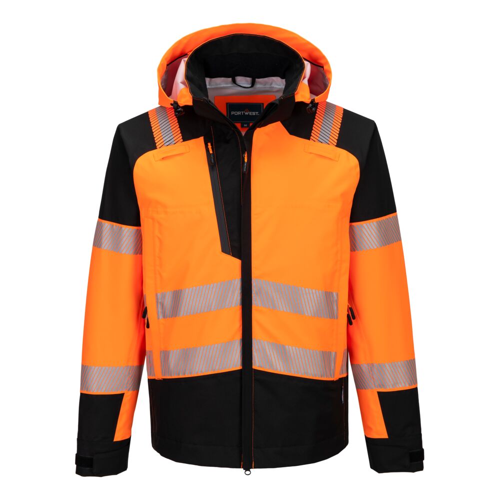 Portwest PW3 Hi-Vis Rain Jacket in Orange/Black, main product image