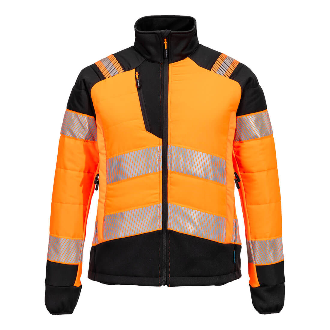 Portwest PW3 Hi-Vis Women's Hybrid Baffle Jacket in Orange/Black, main product image