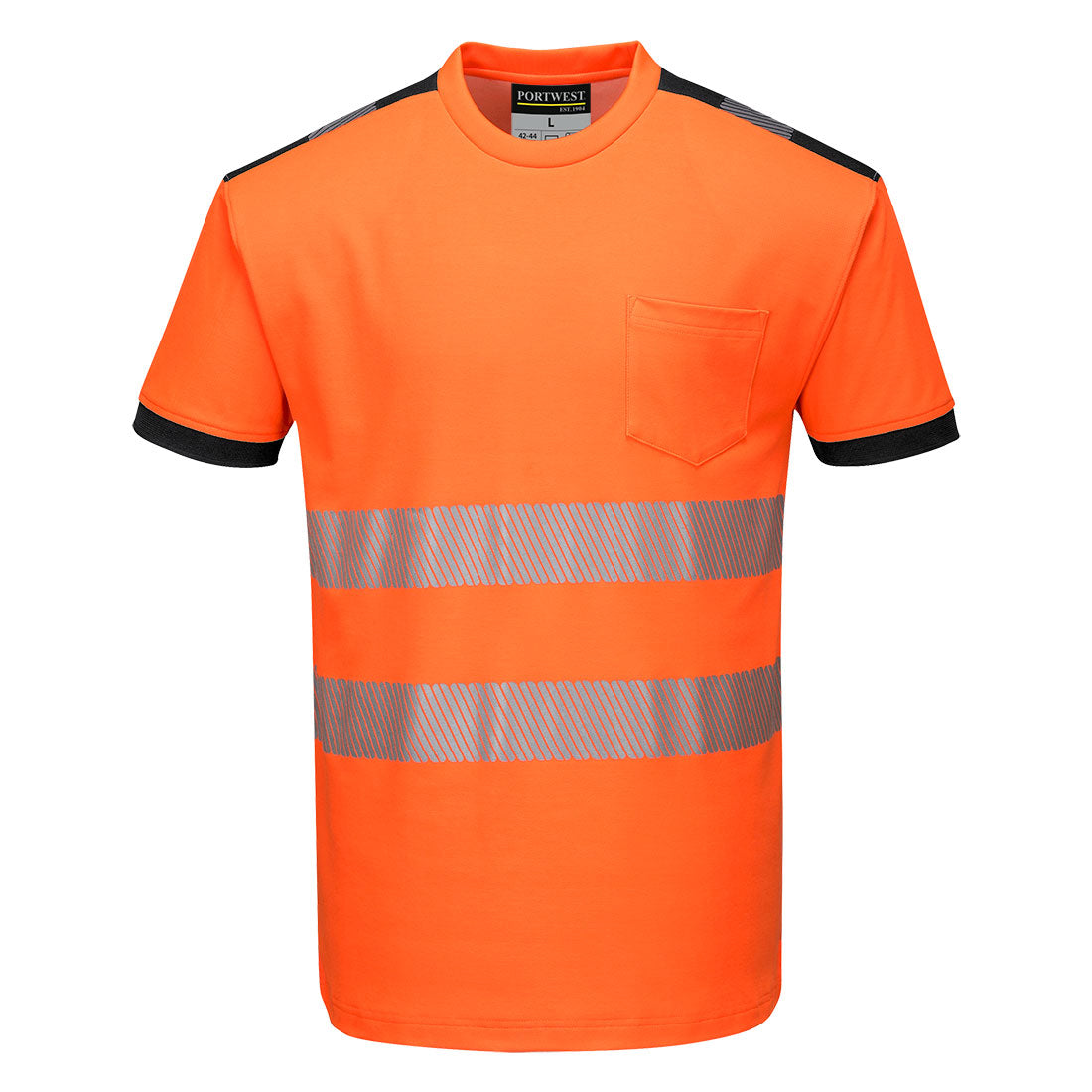 Portwest PW3 Hi-Vis Cotton Comfort T-Shirt S/S in Orange/Black, main product image