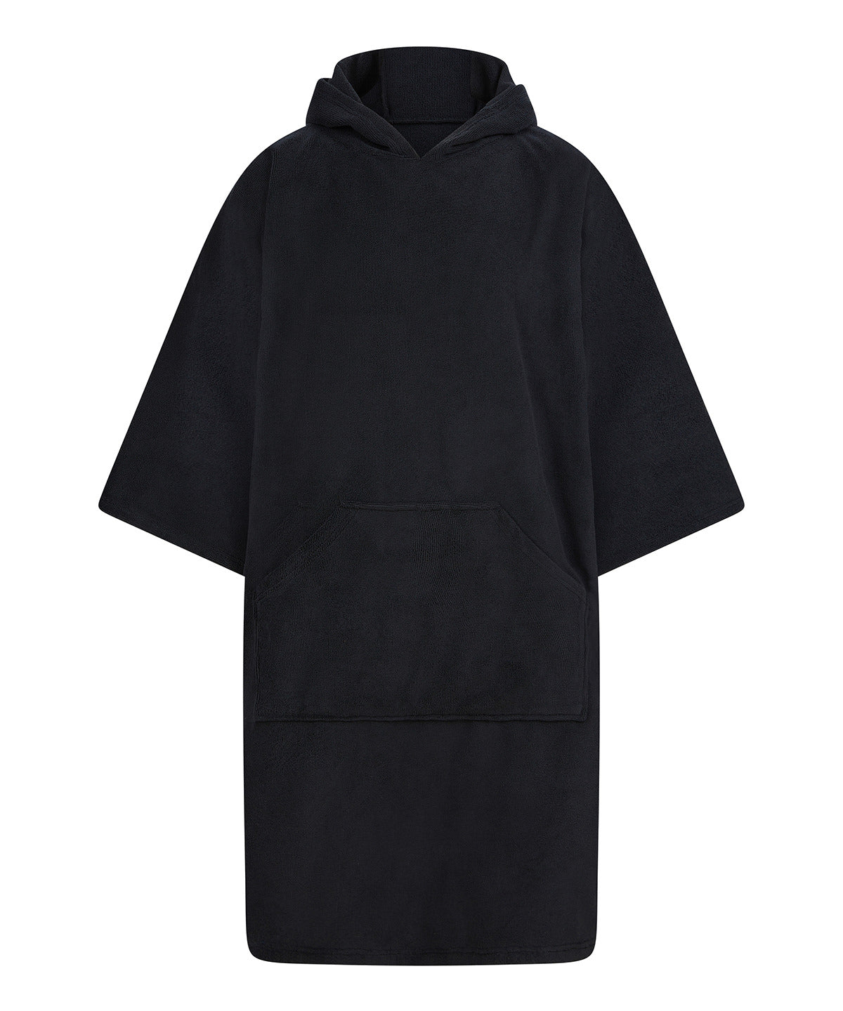 Towel City Adults poncho in Black, front view