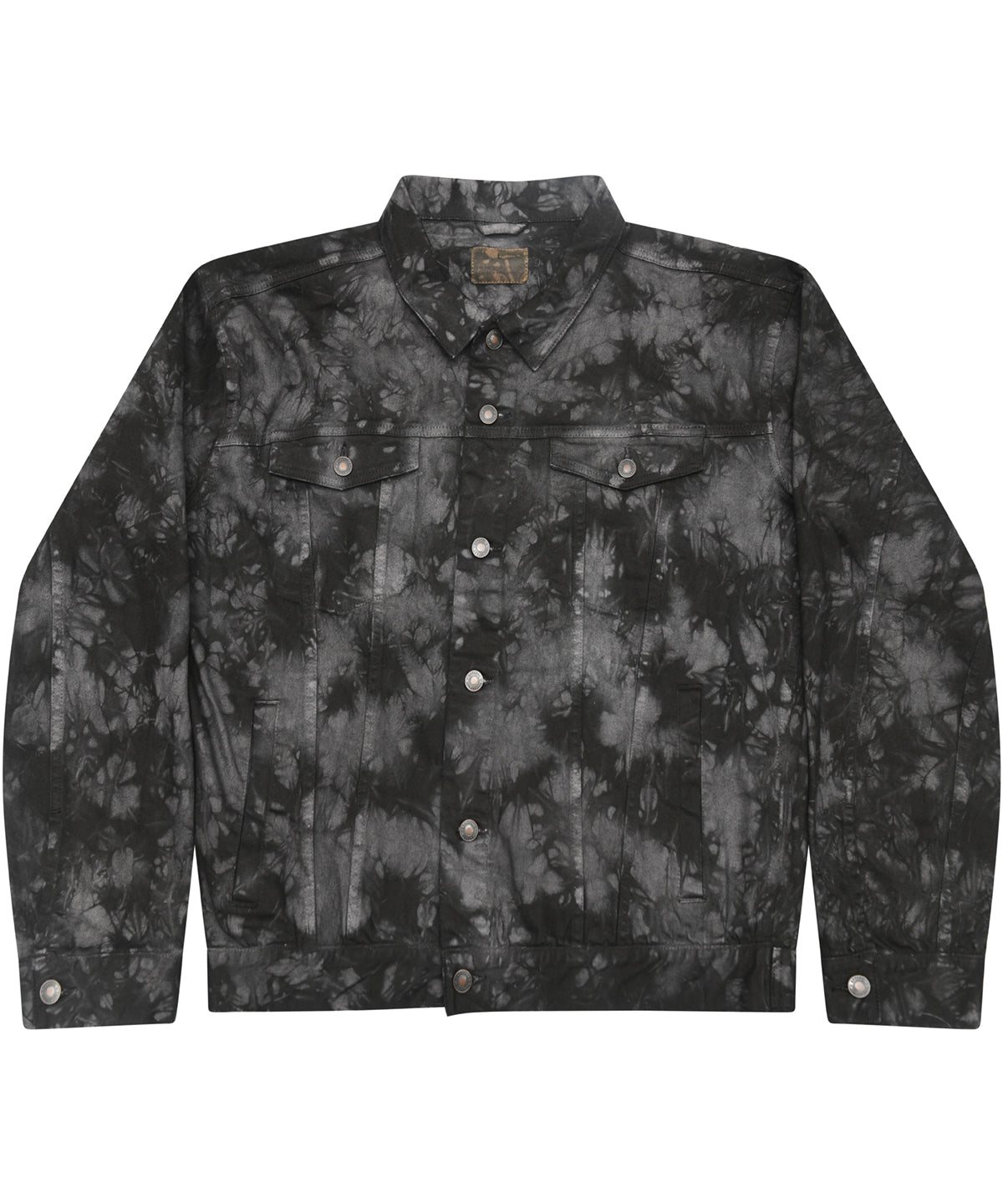 Colortone Tie-dye denim jacket in Crystal Black, front view