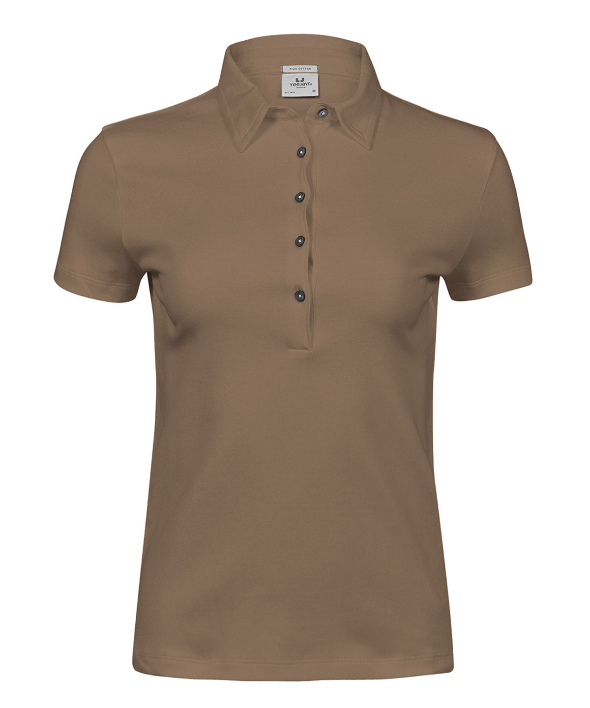 Tee Jays Women’s Pima cotton polo in Wood, front view
