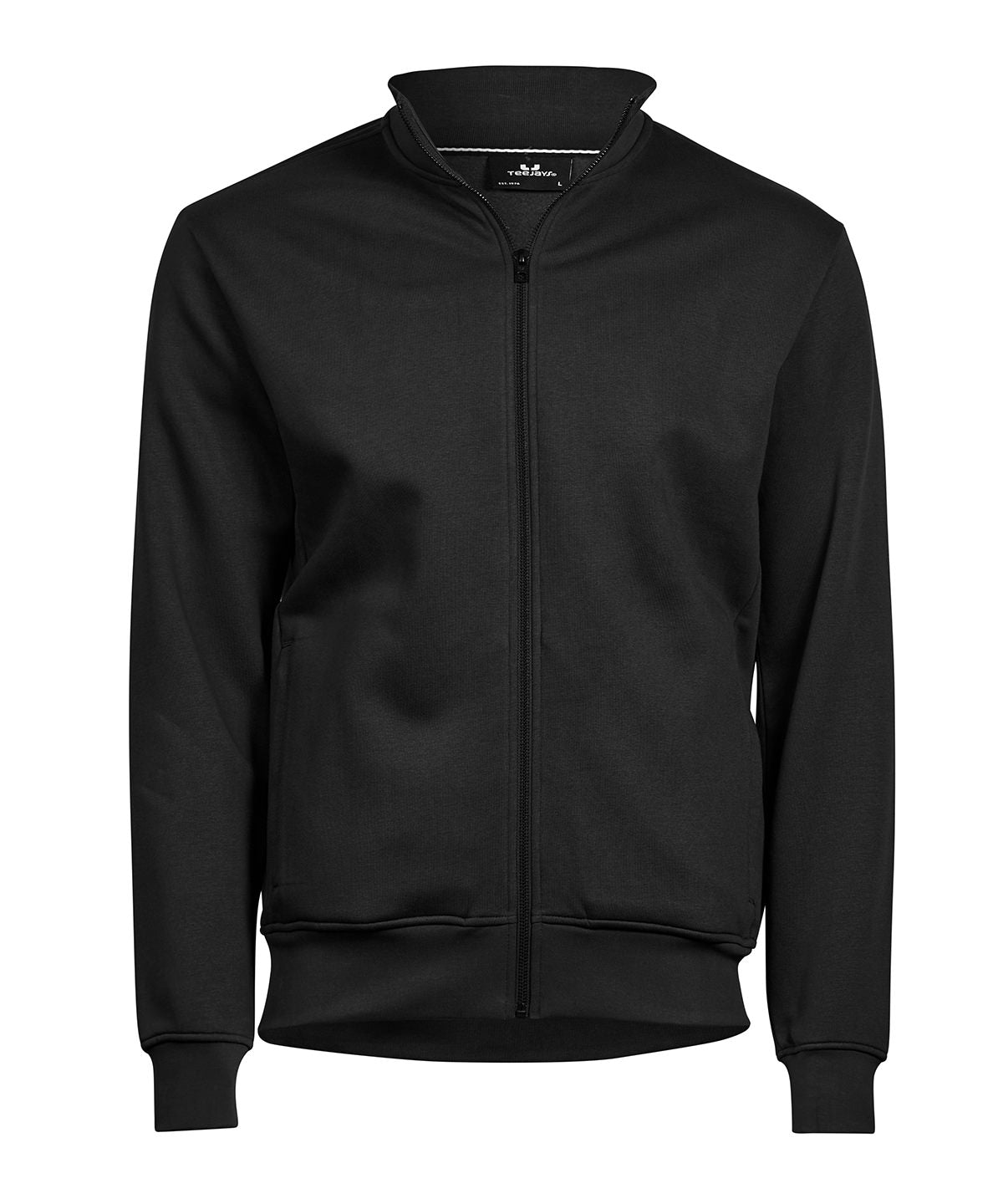 Tee Jays Full-zip sweat cardigan in Black, front view