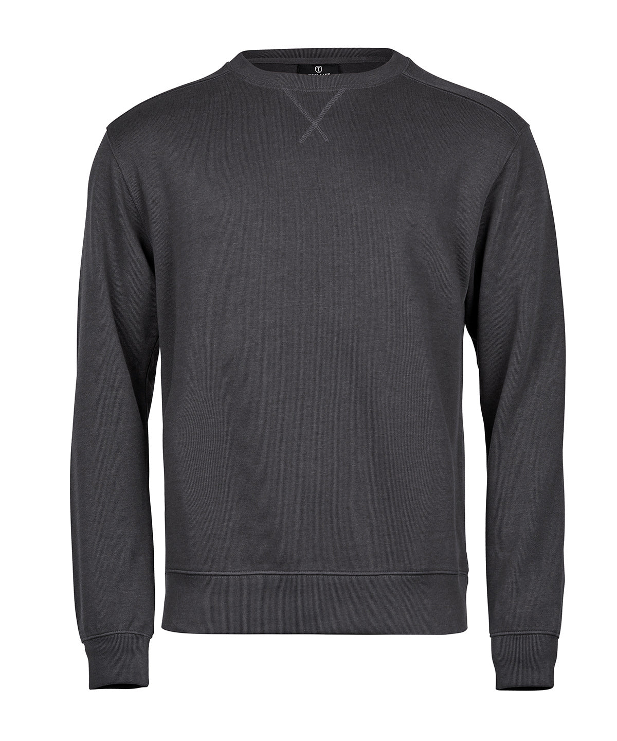 Tee Jays Ribbed interlock crew neck in Dark Grey, front view