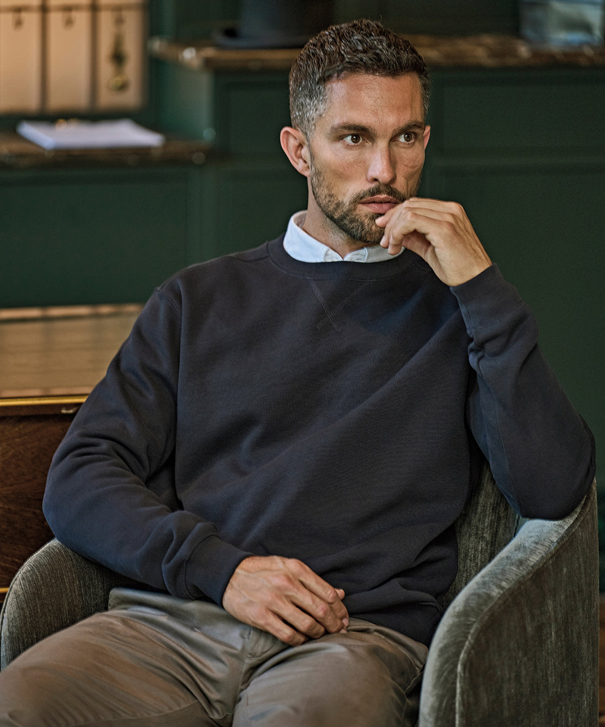 Tee Jays Ribbed interlock crew neck, lifestyle photo