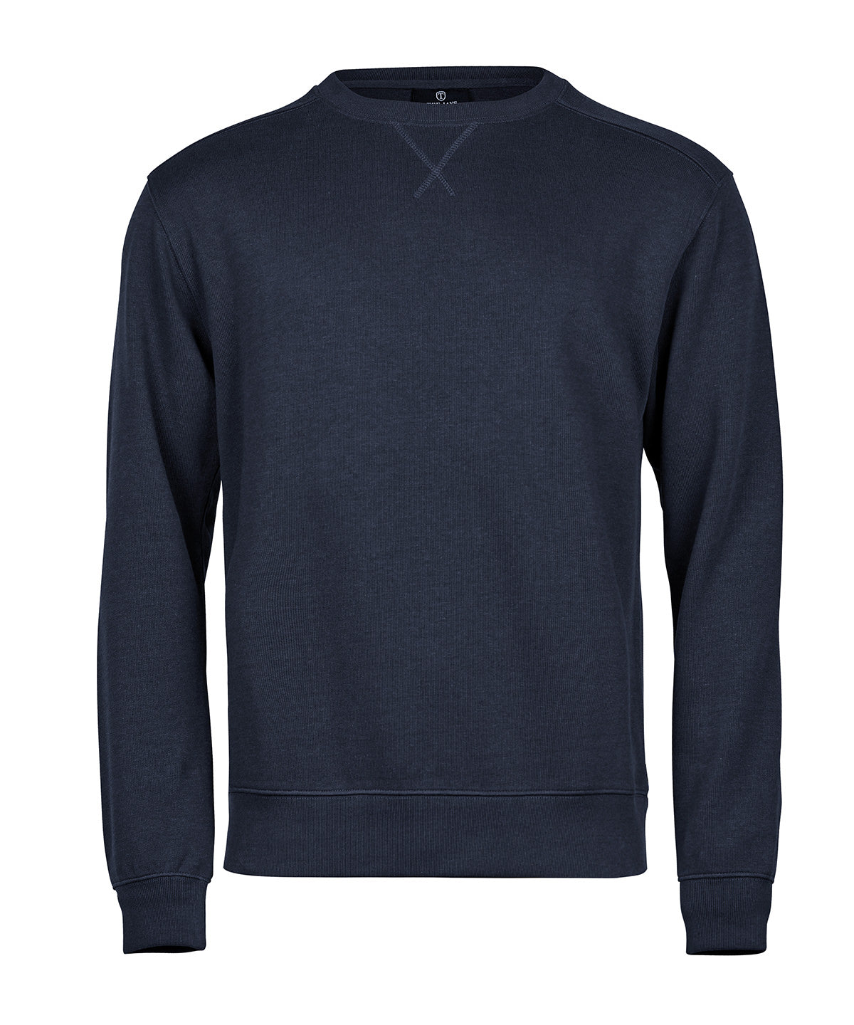 Tee Jays Ribbed interlock crew neck in Navy, front view