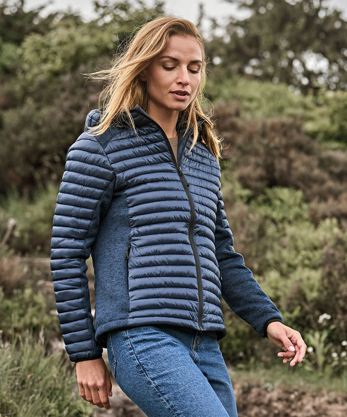 Tee Jays Women’s hooded outdoor crossover, lifestyle photo