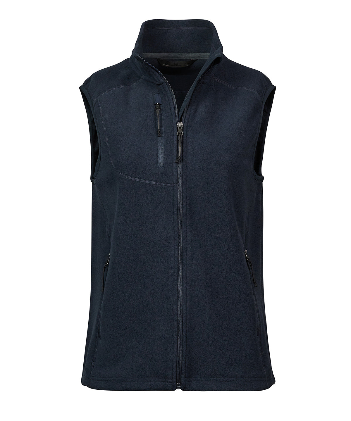 Tee Jays Women’s trail fleece bodywarmer in Deep Navy, front view