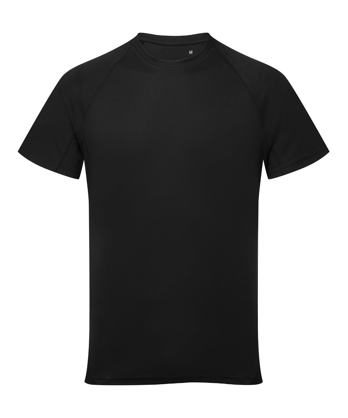 TriDri Men's panelled tech tee in Black, front view