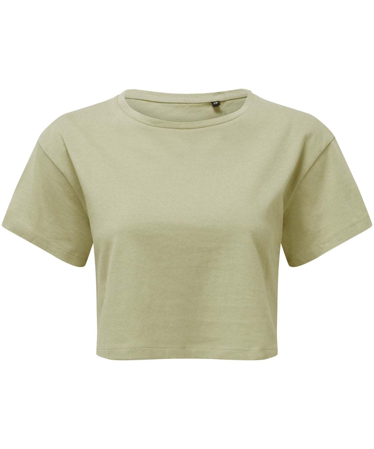 TriDri Women's crop top in Sage Green, front view