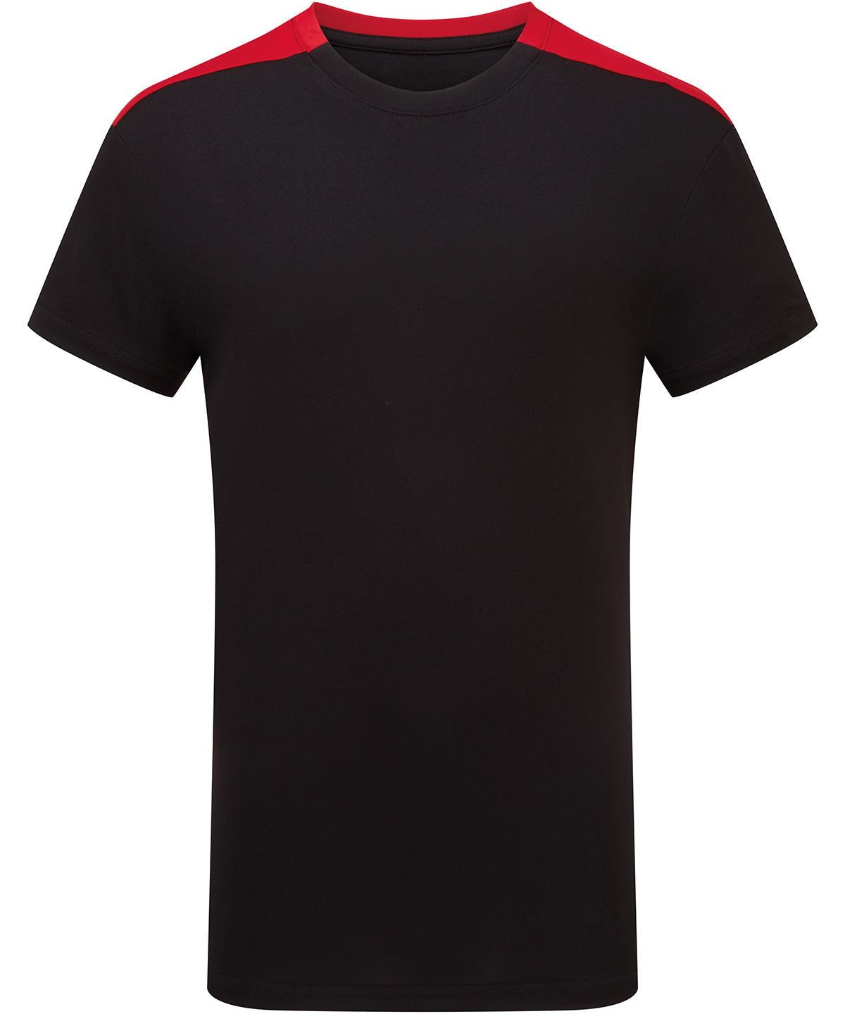 TriDri Kids contrast performance t-shirt in Black/Fire Red, front view