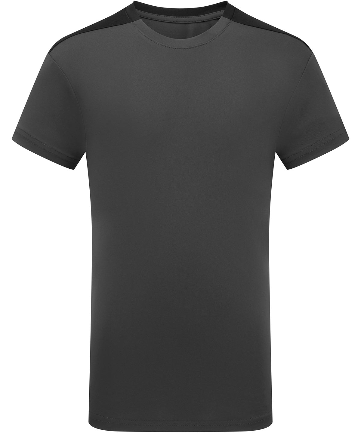 TriDri Kids contrast performance t-shirt in Charcoal/Black, front view