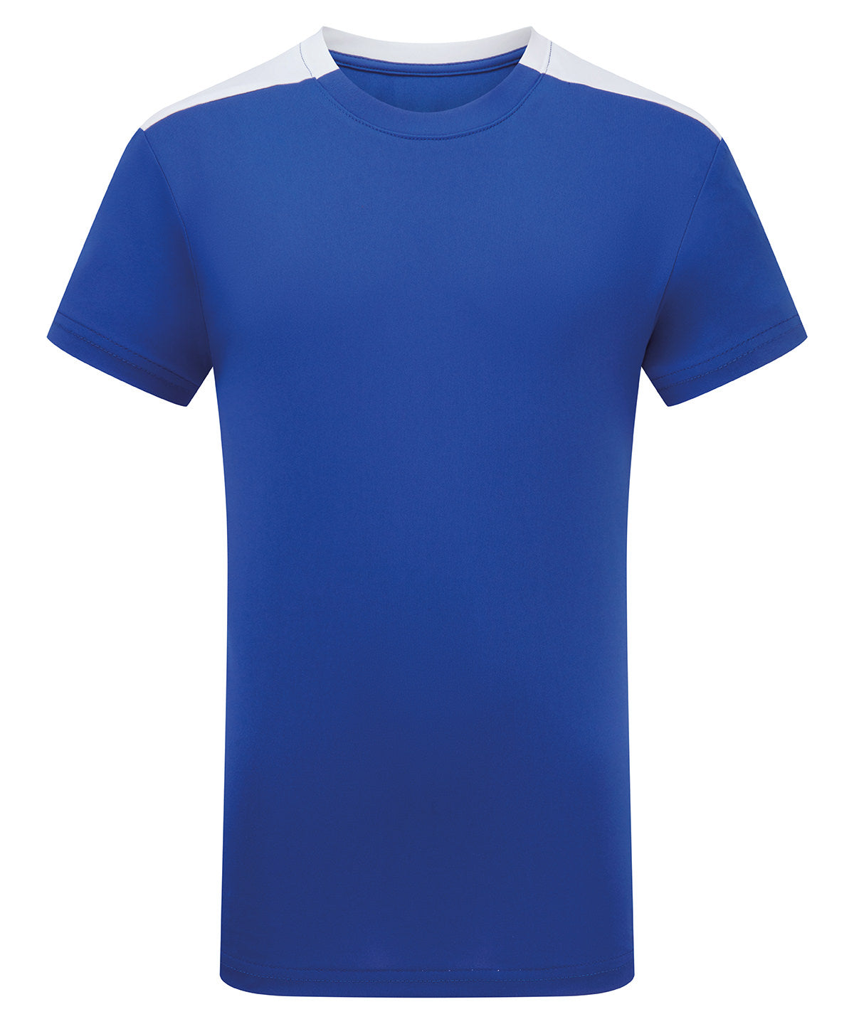TriDri Kids contrast performance t-shirt in Royal/White, front view