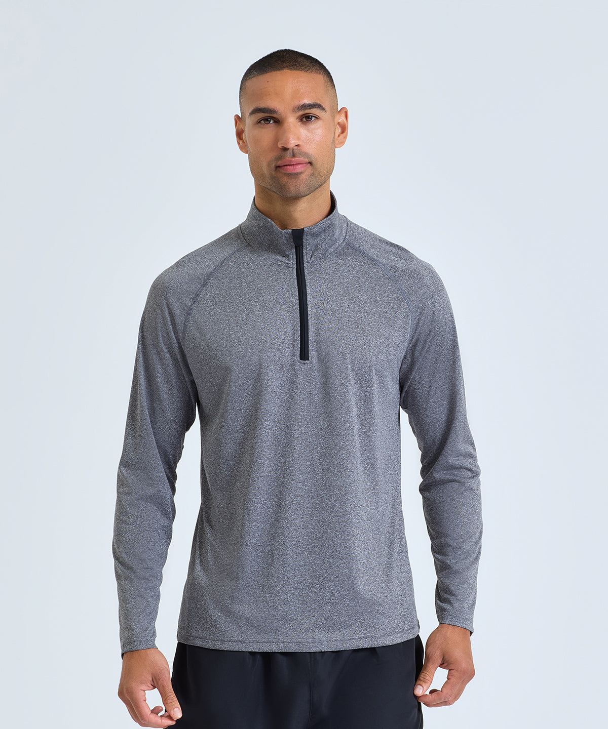 TriDri Men's long sleeve performance ¼ zip top, lifestyle photo