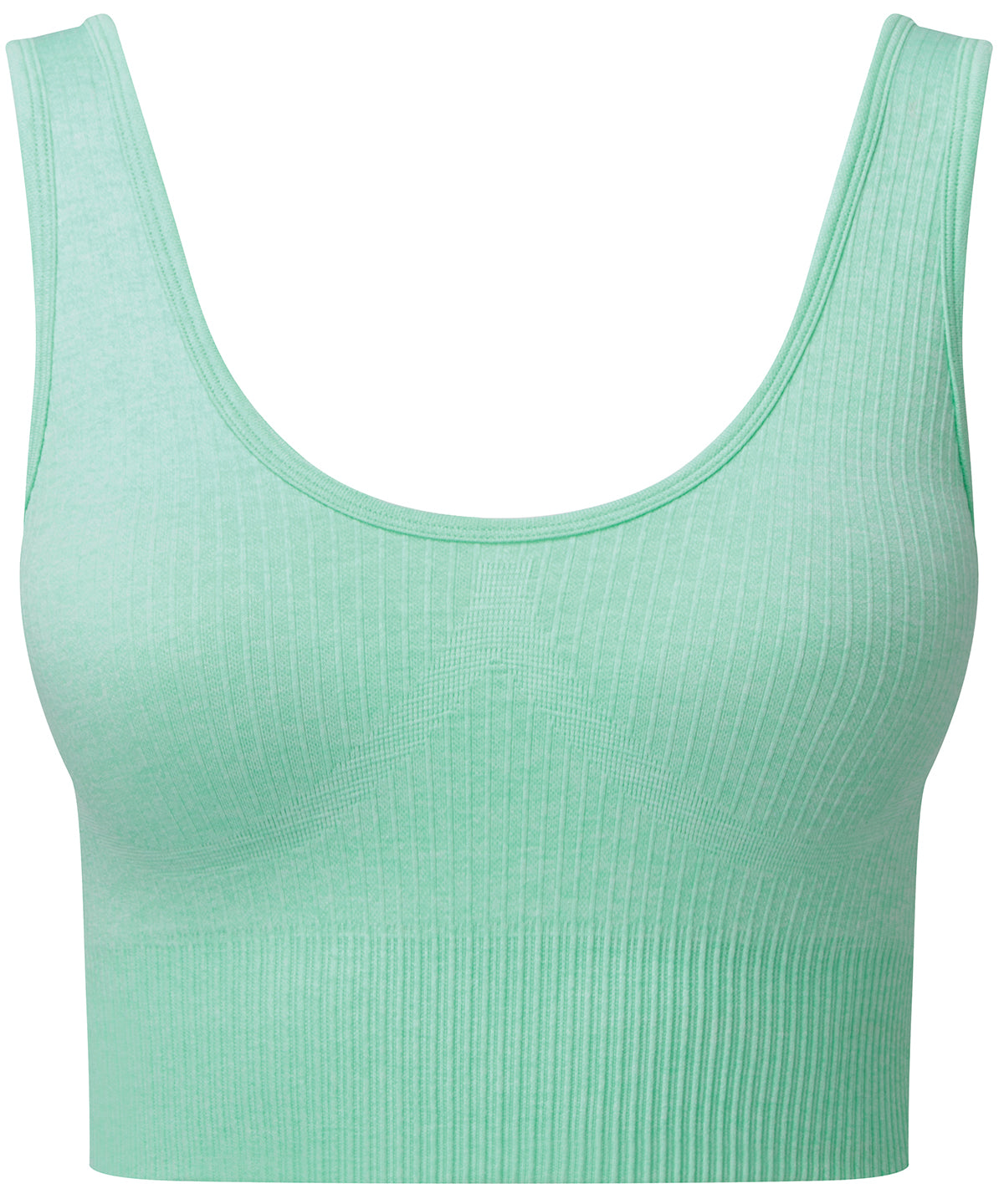 TriDri Ribbed seamless multi-sport bra in Peppermint Melange, front view