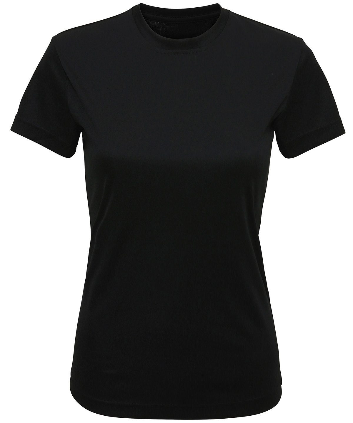 TriDri Women's recycled performance t-shirt in Black, front view