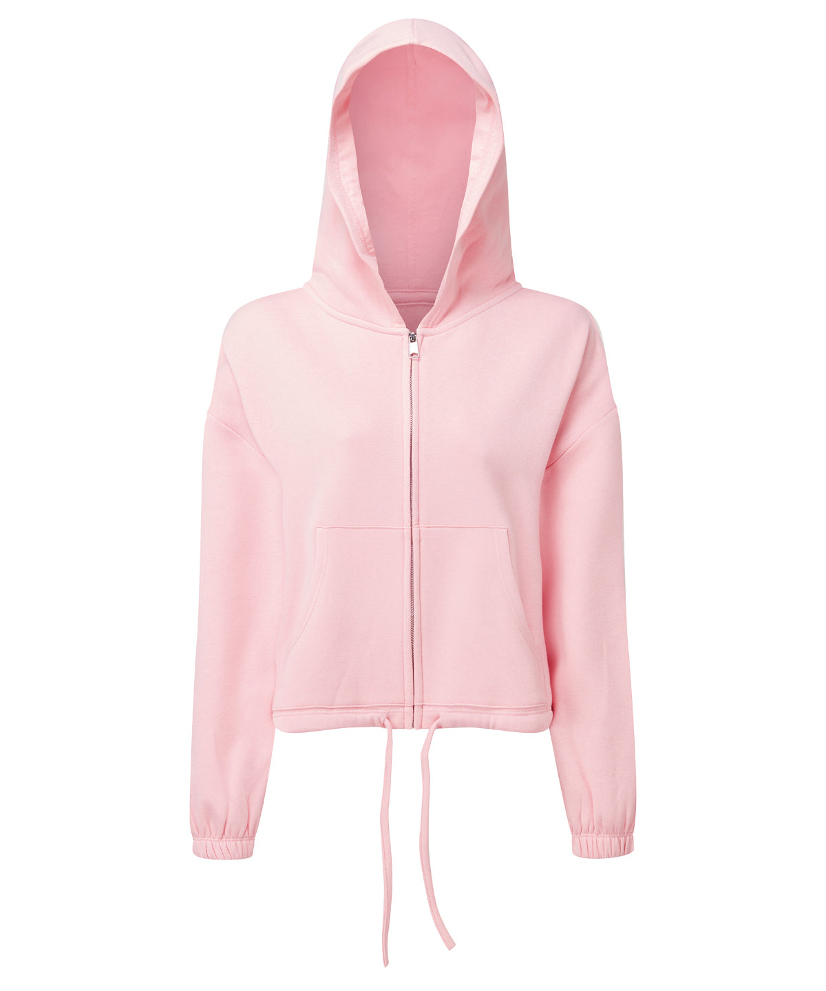 TriDri Women's recycled cropped oversize full-zip hoodie in Light_20Pink, front view