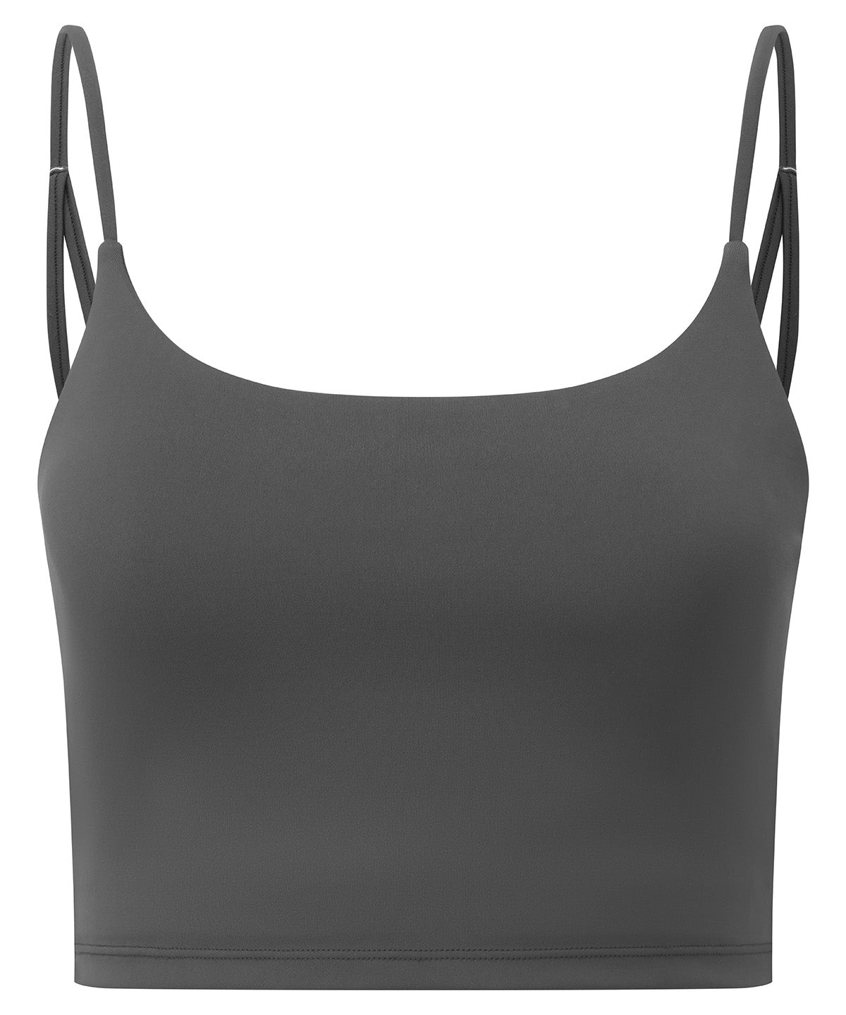 TriDri Women's recycled luxe bra in Charcoal, front view