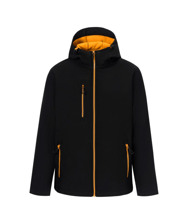 Regatta Professional - Navigate 2-Layer Hooded Softshell Jacket - Black/OrangePop