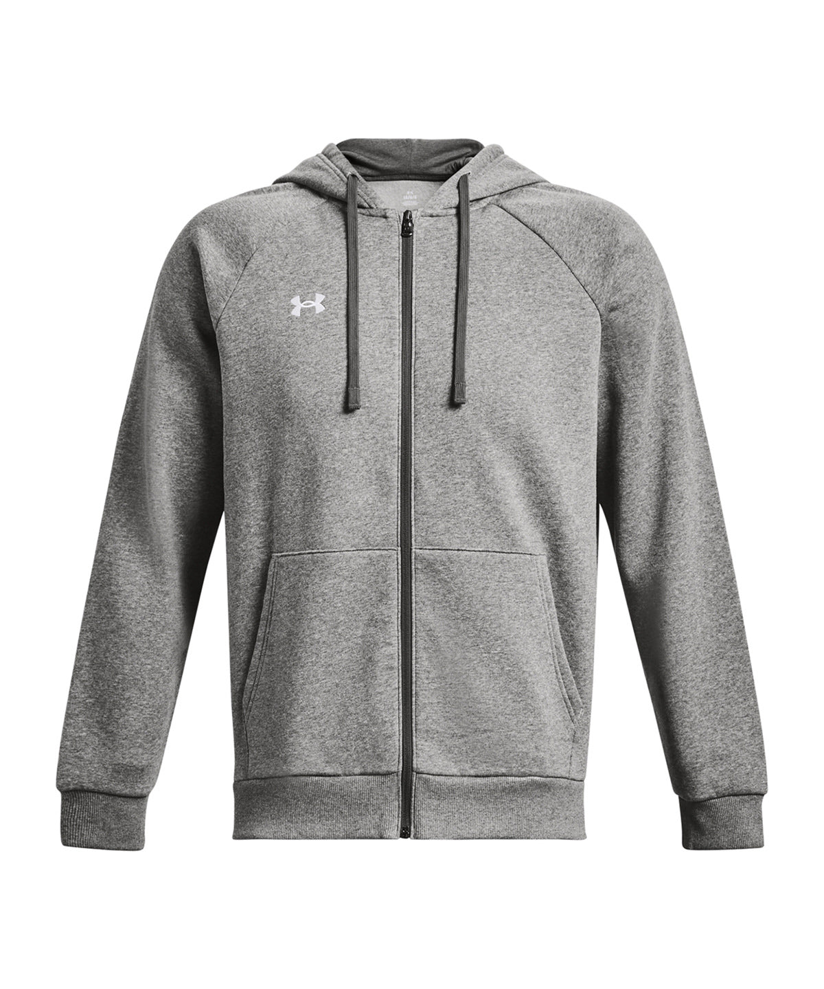 Under Armour Rival fleece full-zip hoodie in Castlerock Light Heather, front view