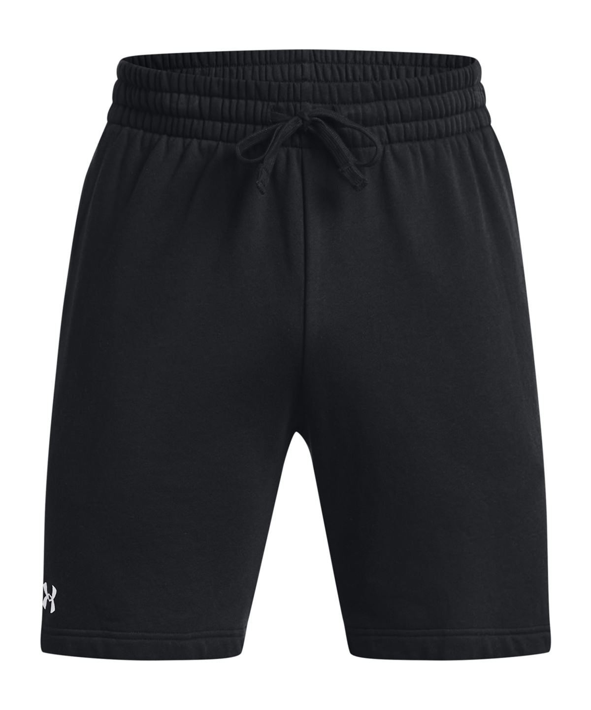 Under Armour UA Rival fleece shorts in Black/White, front view