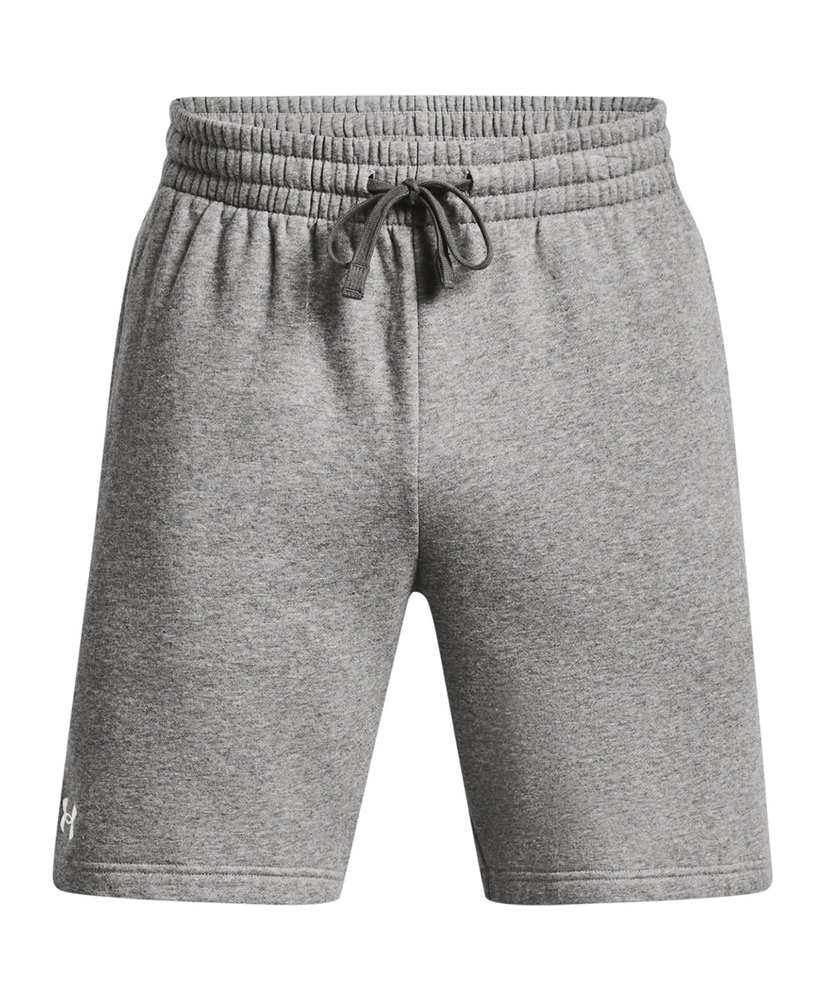 Under Armour UA Rival fleece shorts in Castlerock Light Heather/White, front view