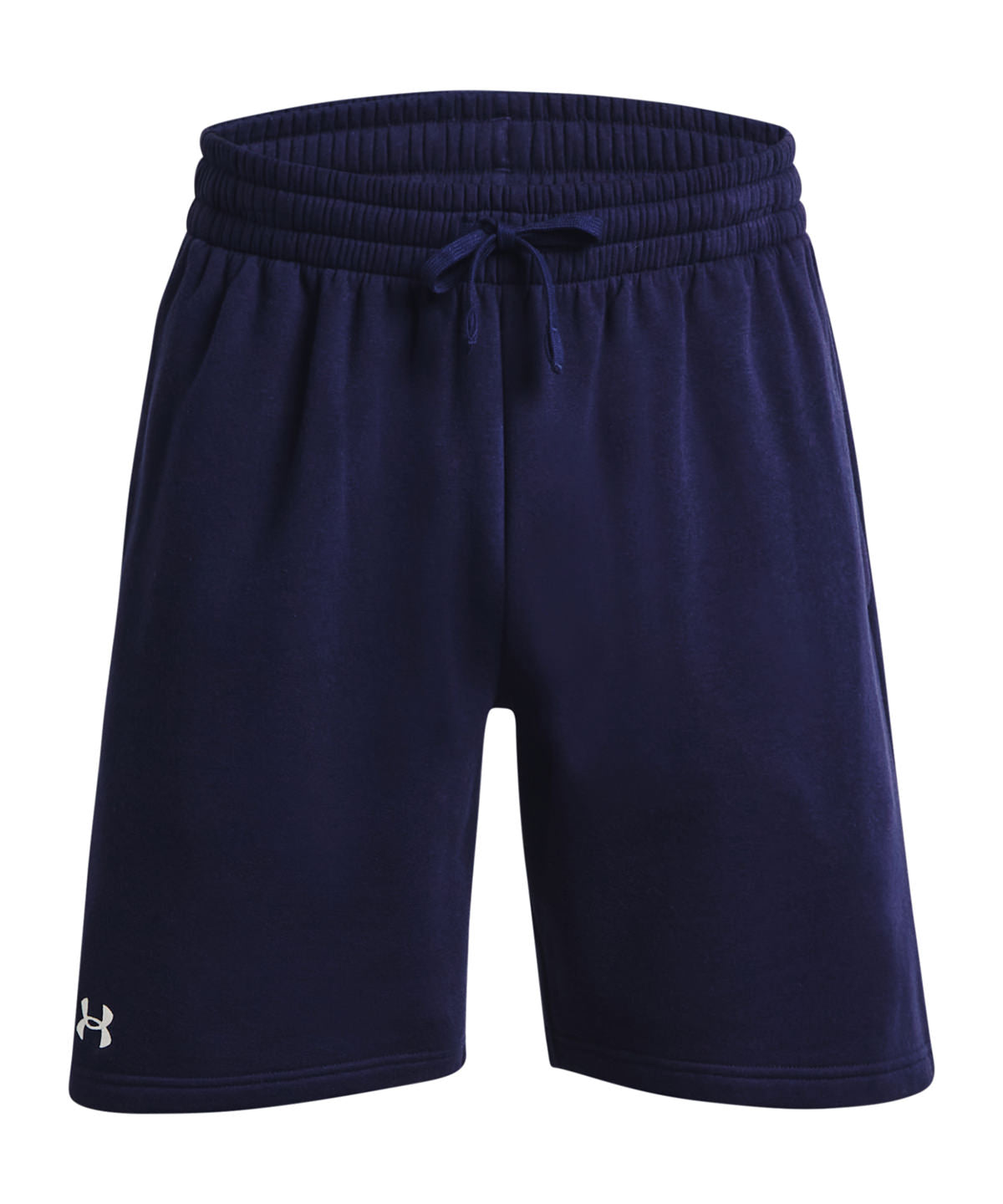 Under Armour UA Rival fleece shorts in Midnight Navy/White, front view