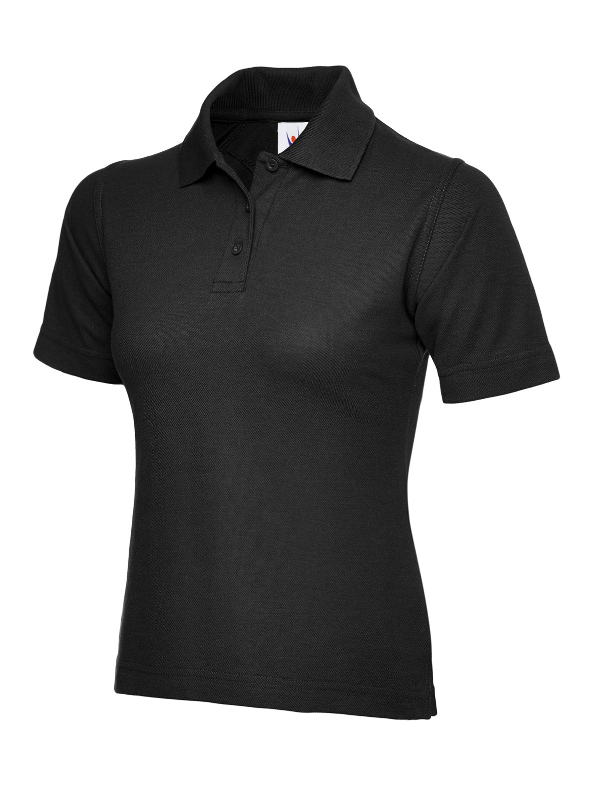 Uneek Ladies Classic Poloshirt in Black, back view