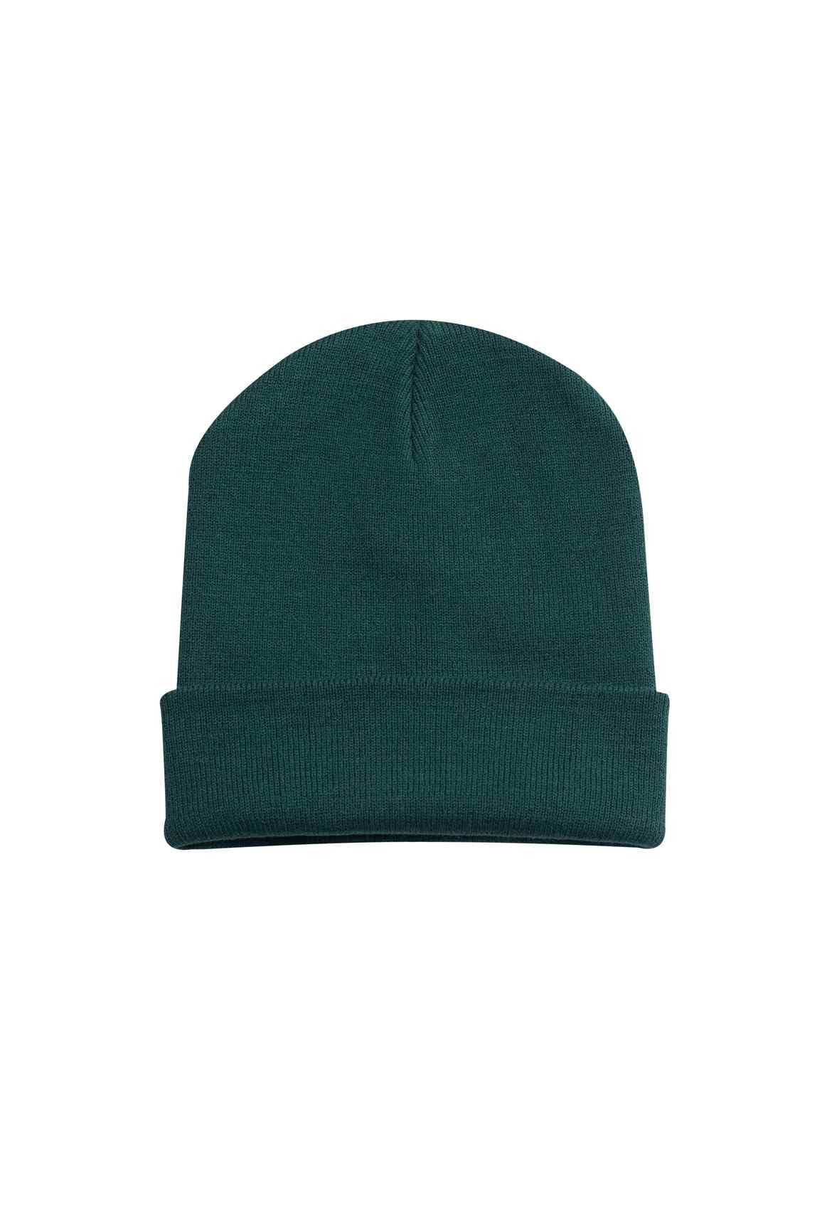 Uneek Heavyweight Cuffed Beanie in Bottle Green, front view