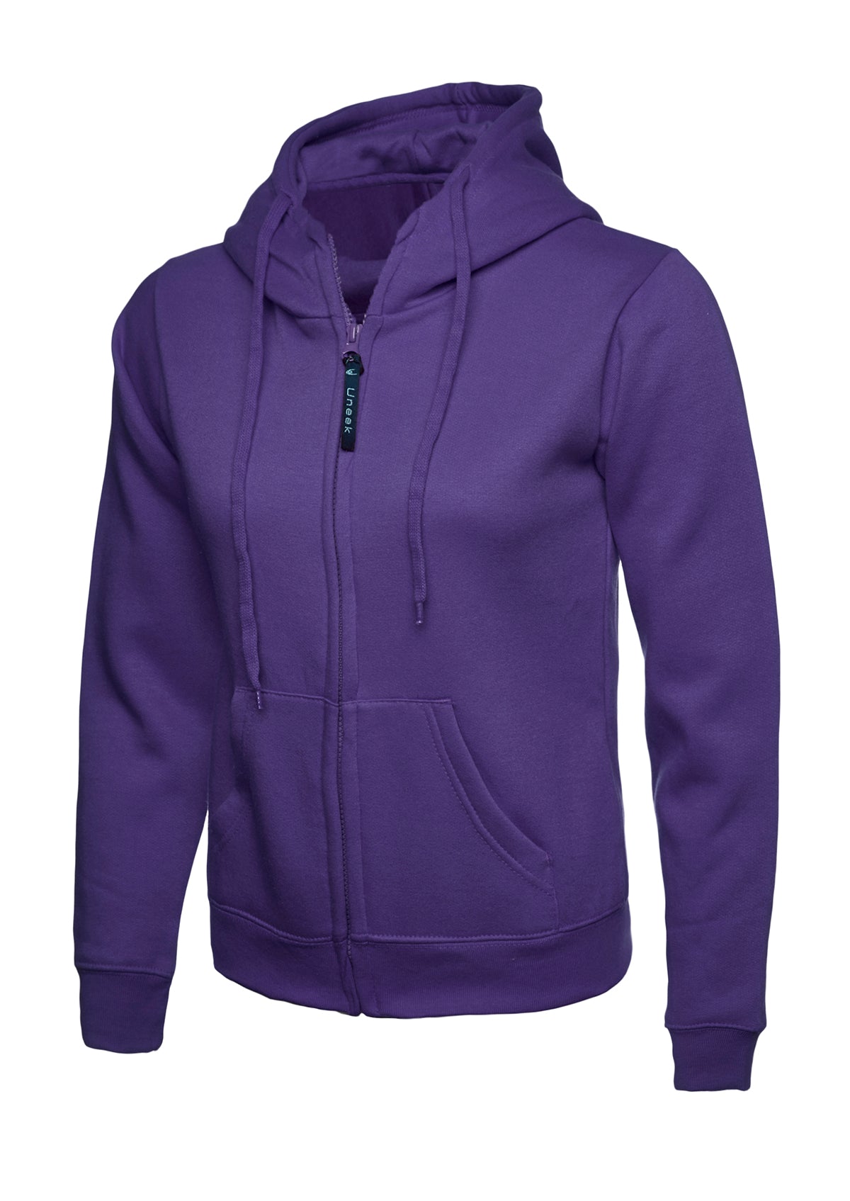 Uneek Ladies Classic Full Zip Hooded Sweatshirt in Purple