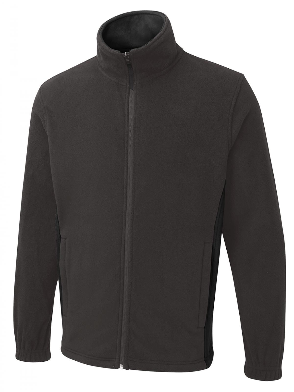 Uneek Two Tone Full Zip Fleece Jacket in Charcoal/Black