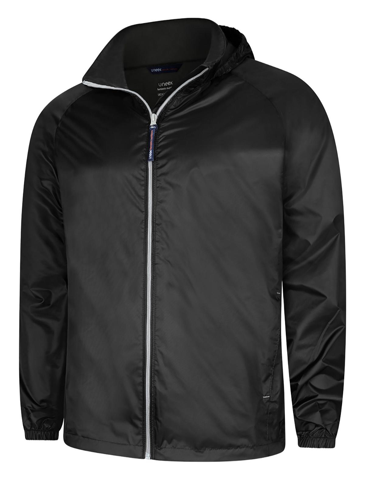 Uneek Active Jacket in Black/Grey, back view