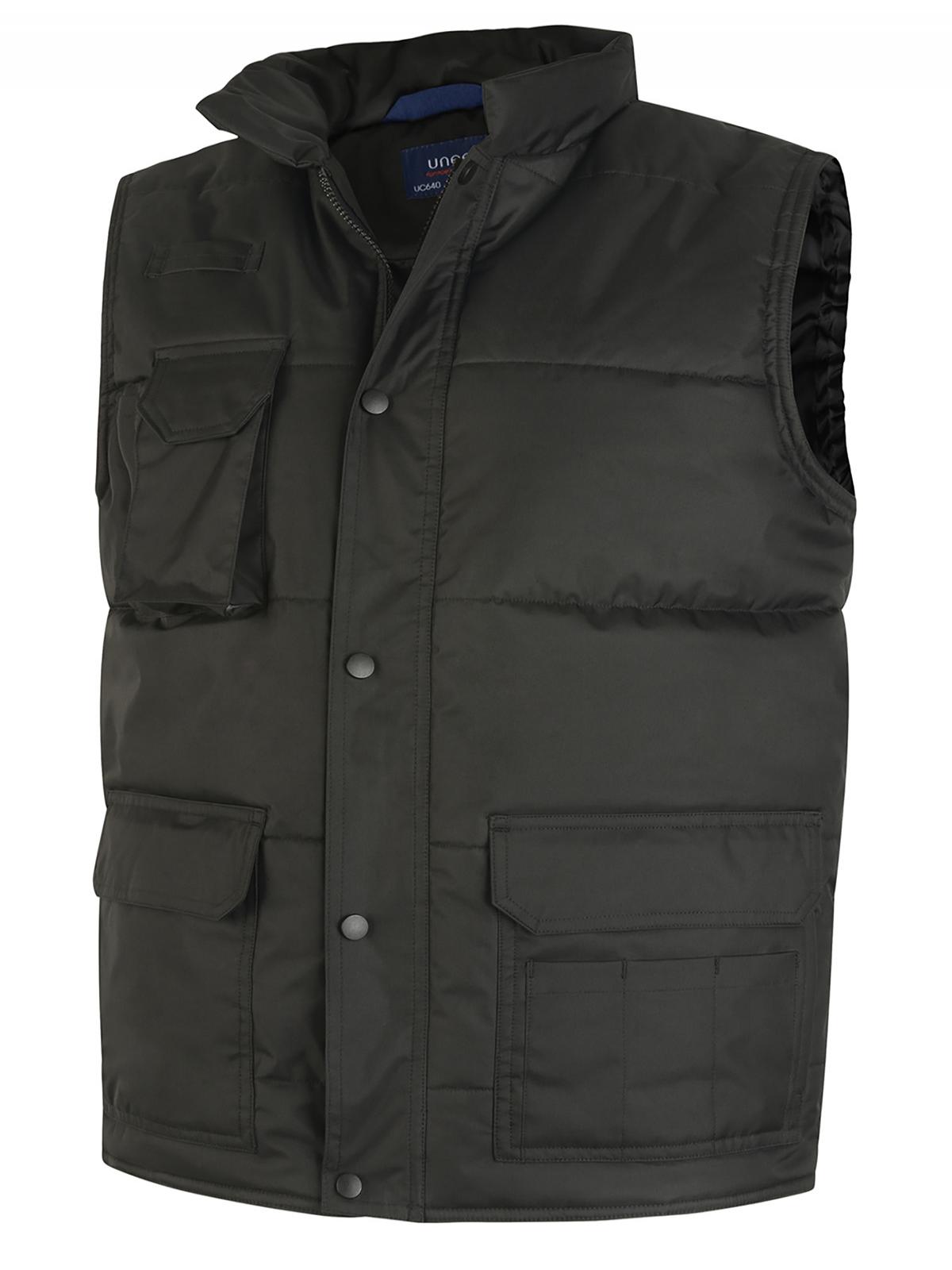 Uneek Super Pro Body Warmer in Black, back view