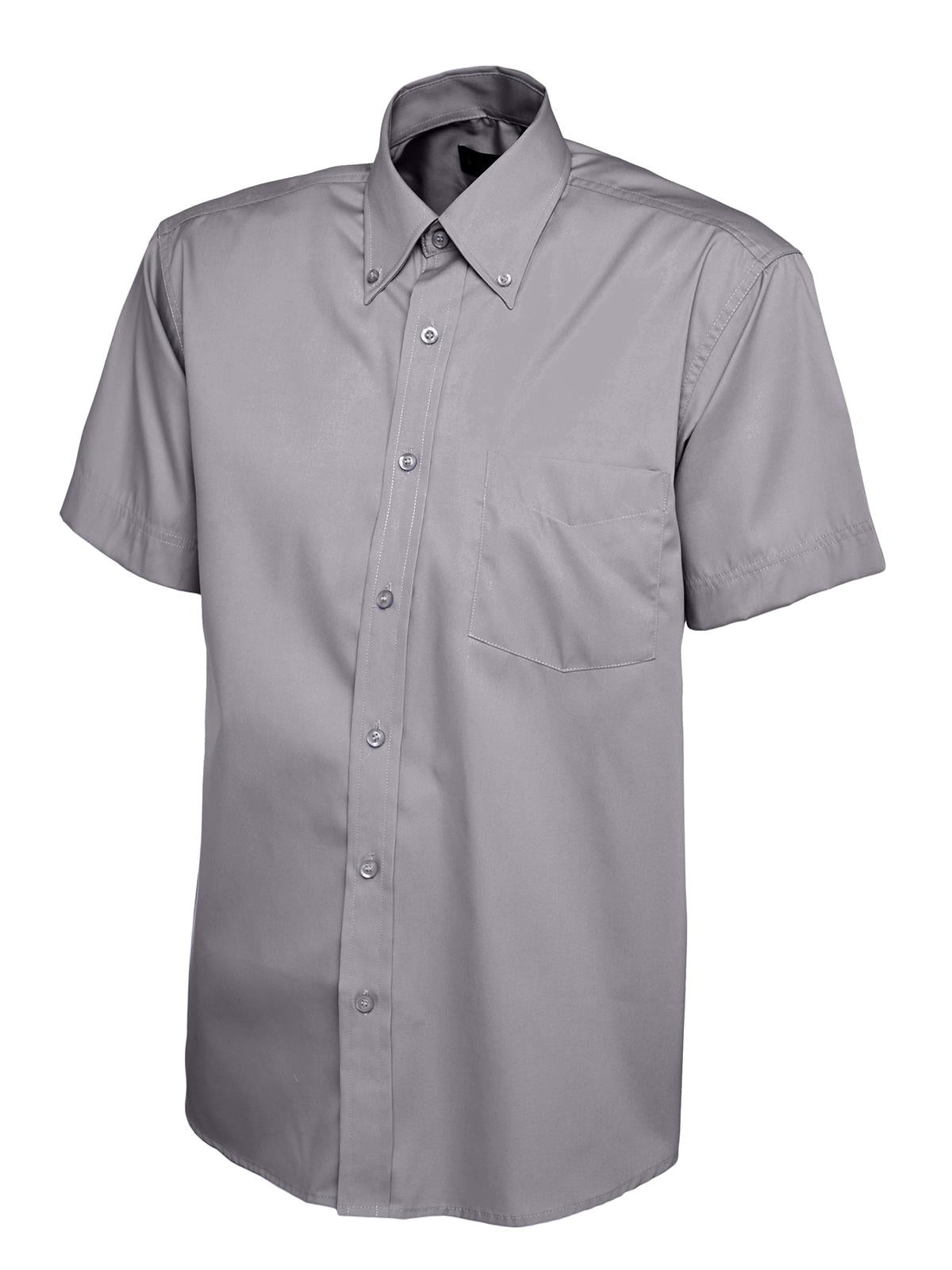 Uneek Mens Pinpoint Oxford Half Sleeve Shirt in Charcoal