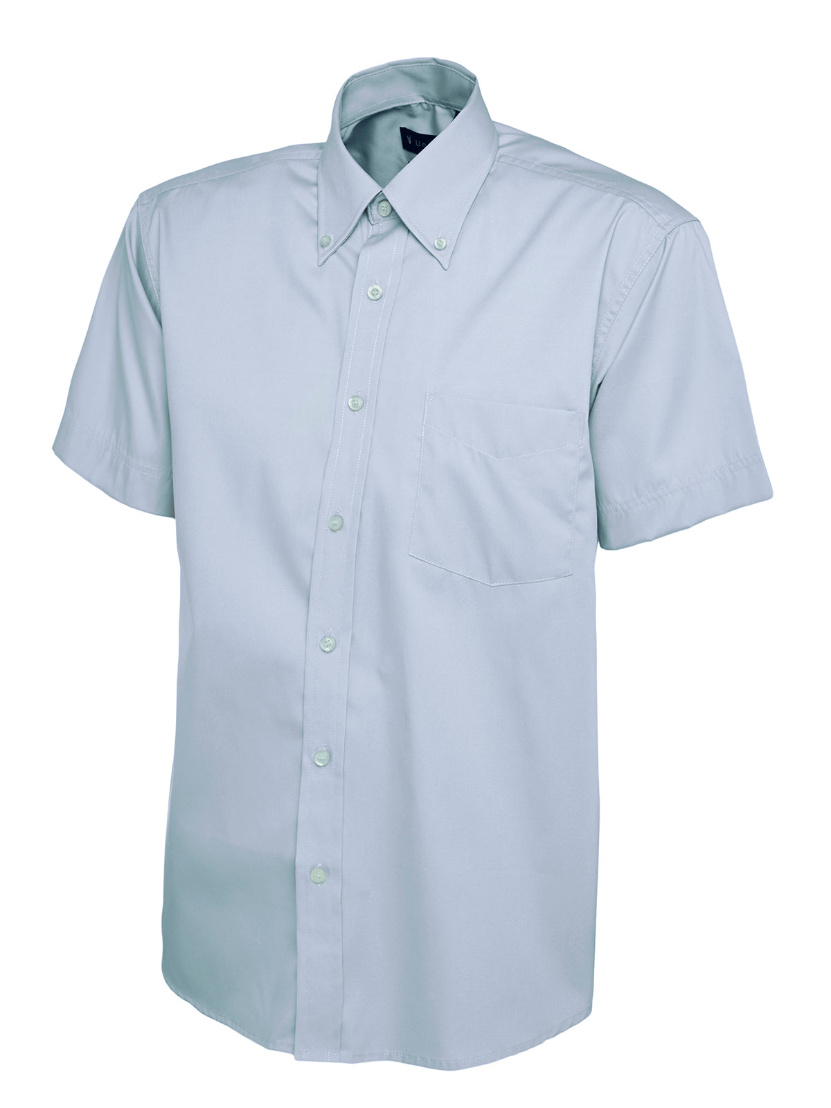 Uneek Mens Pinpoint Oxford Half Sleeve Shirt in Light Blue