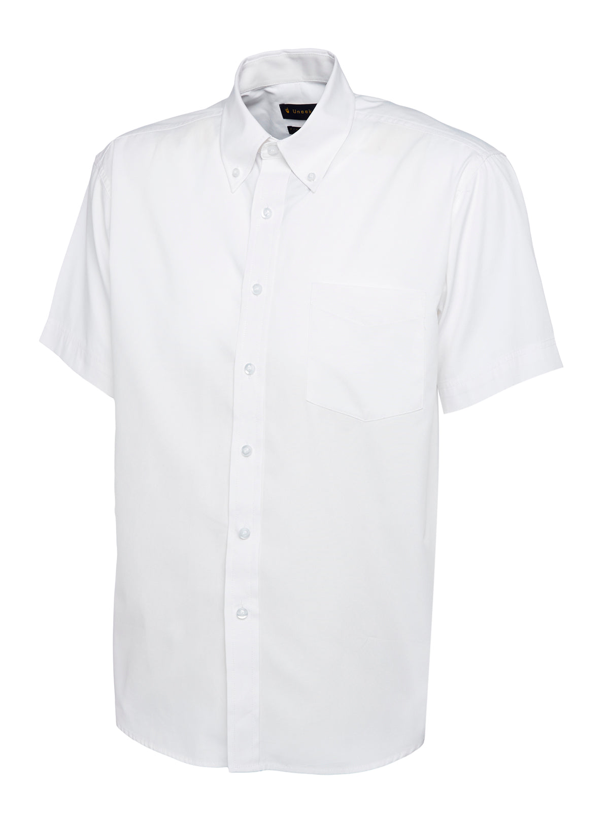 Uneek Mens Pinpoint Oxford Half Sleeve Shirt in White
