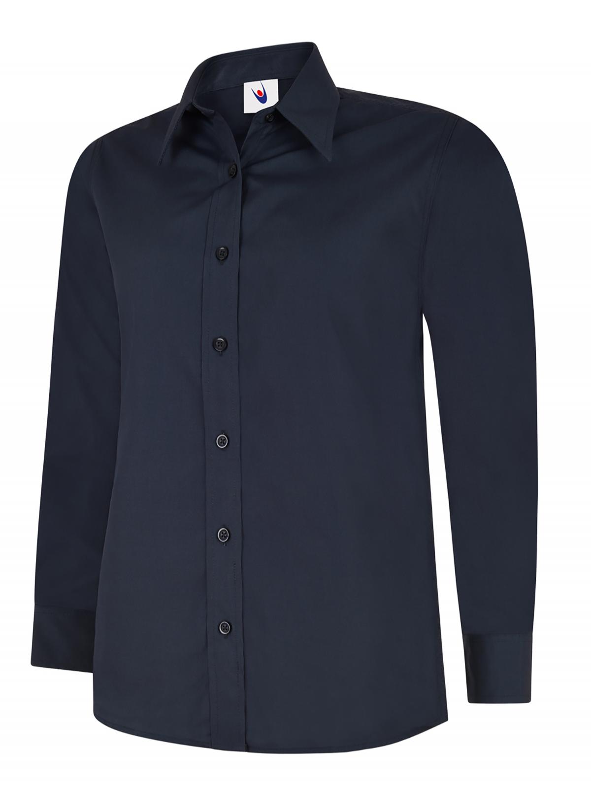 Uneek Ladies Poplin Full Sleeve Shirt in Navy