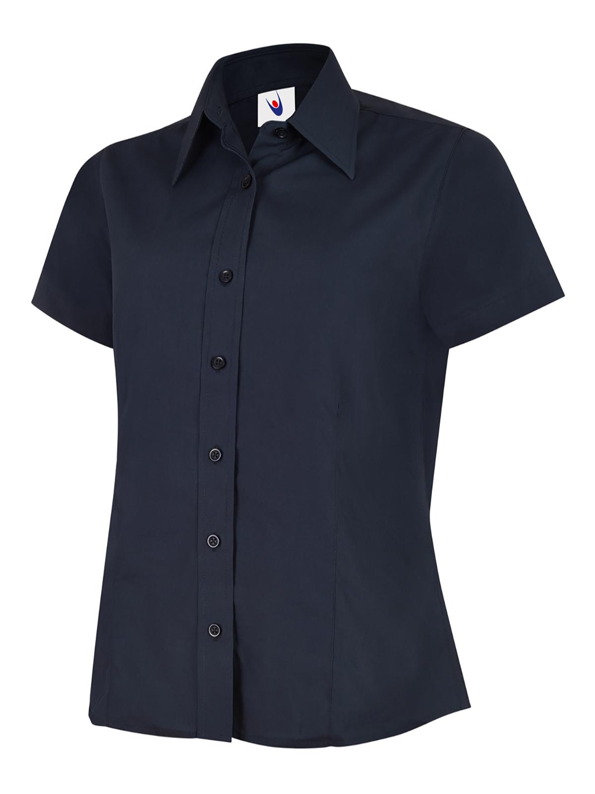 Uneek Ladies Poplin Half Sleeve Shirt in Navy