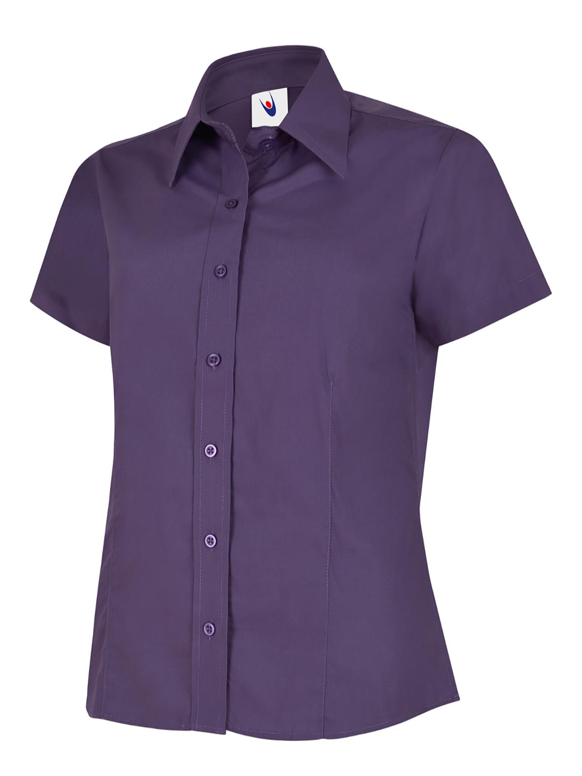 Uneek Ladies Poplin Half Sleeve Shirt in Purple