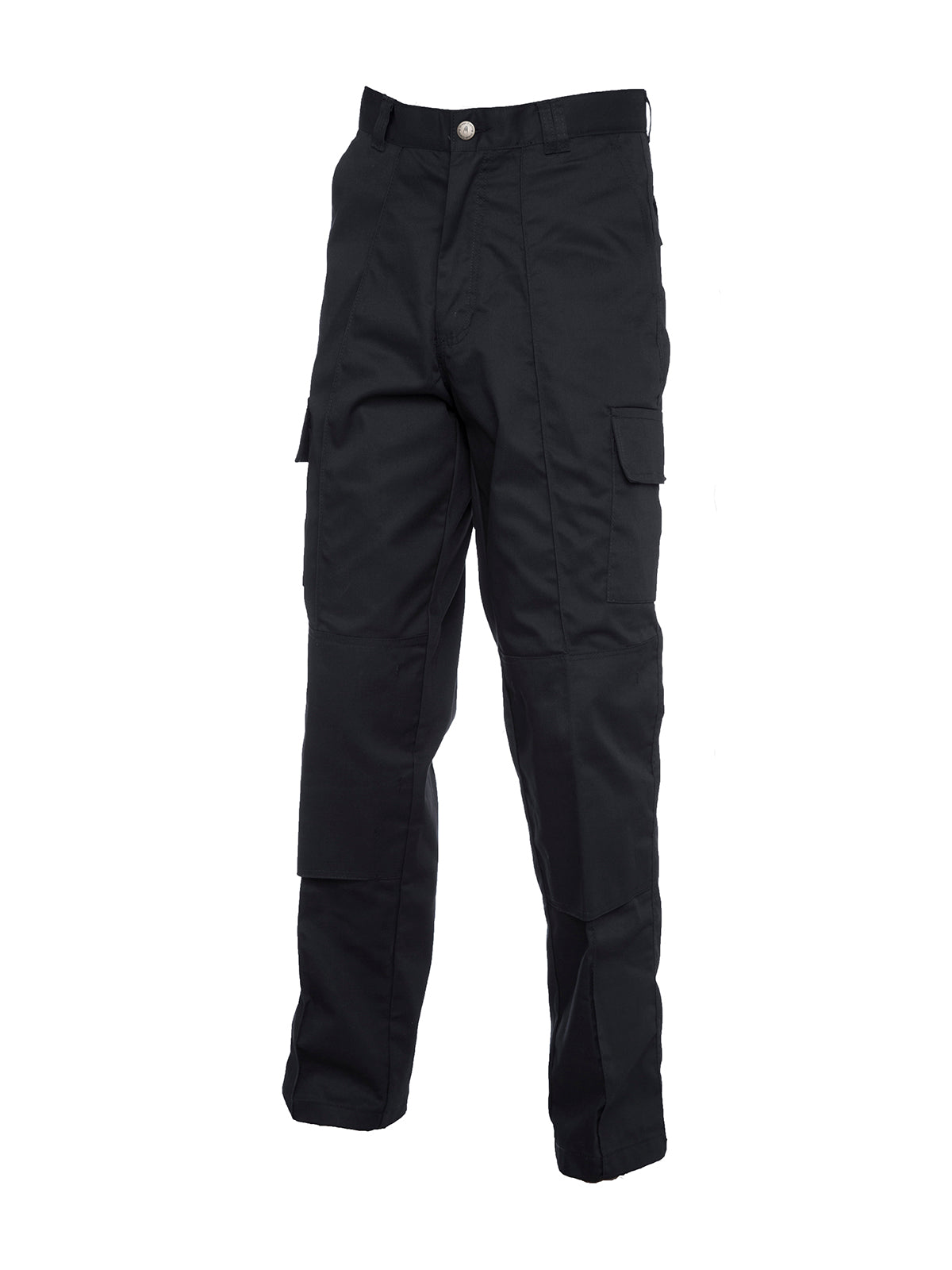 Uneek Cargo Trouser with Knee Pad Pockets Long in Black, back view