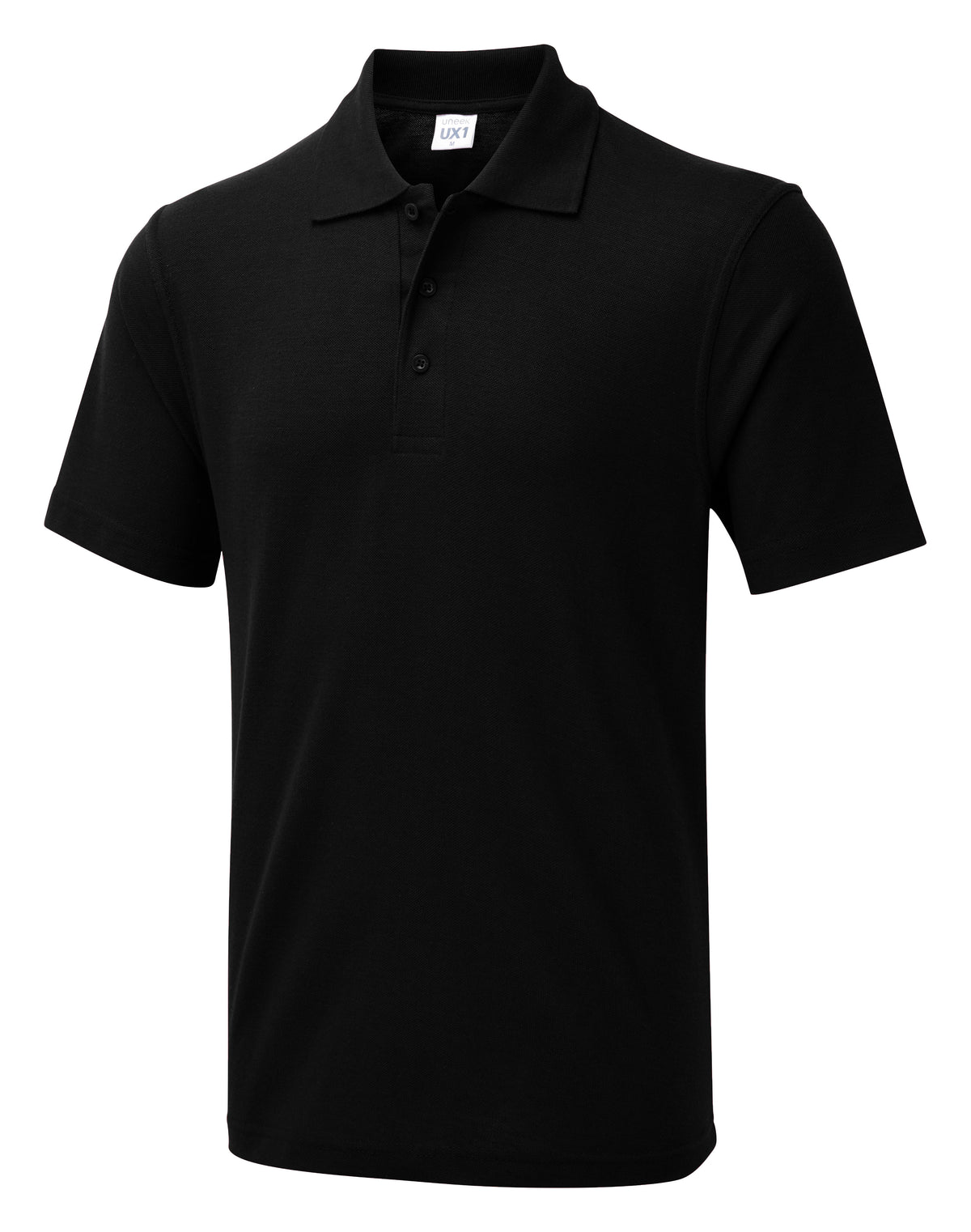 Uneek The UX Polo in Black, back view