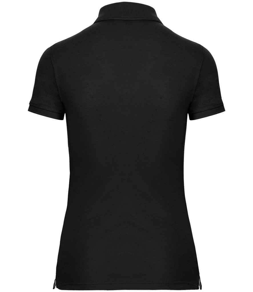 WK Designed To Work Ladies Anti-Bacterial Piqué Polo Shirt in Black, back view