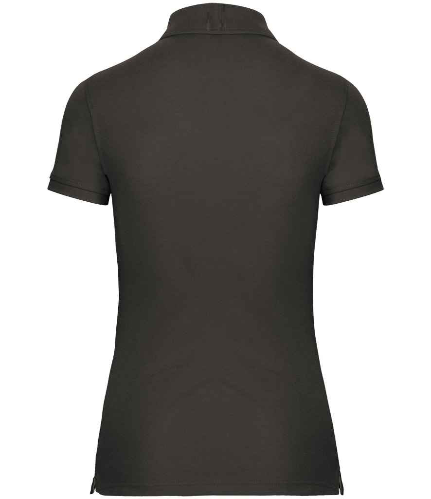 WK Designed To Work Ladies Anti-Bacterial Piqué Polo Shirt in Dark Grey, back view